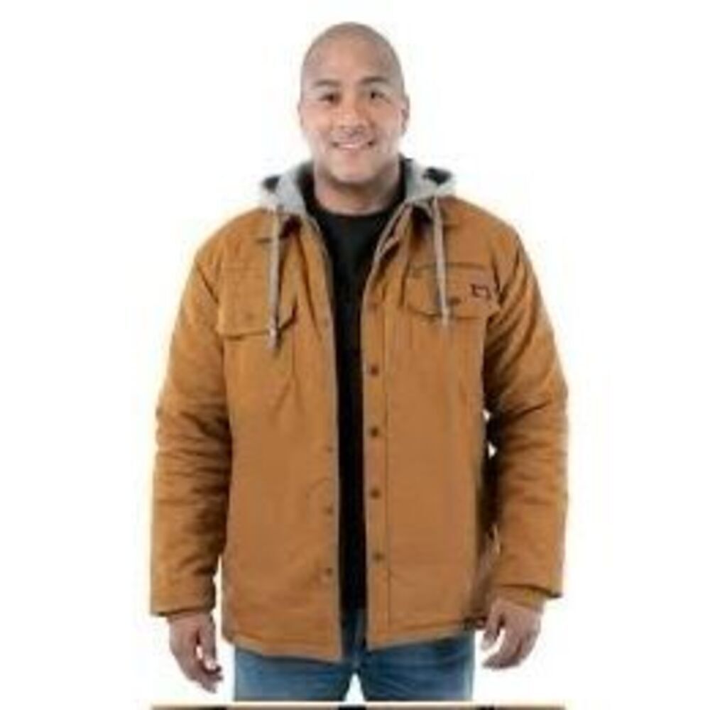 Wrangler Workwear Quilted Lined Work Shirt Jacket with Hood Sz 2XL